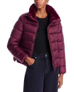 Save The Duck Mei Faux Fur Trim Quilted Jacket - Purple