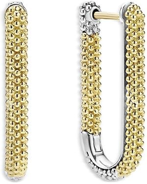 Lagos 18K & Sterling Caviar Lux Beaded Oval Hoop Earrings - Metallic