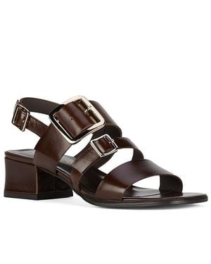 Jeffrey Campbell Righteous Buckled Block Heel Sandals - Brown