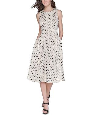Karl Lagerfeld Printed Hammered Satin Midi Dress - White