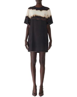 Jason Wu Burned Stripe Short Sleeve T Shirt Dress - Black