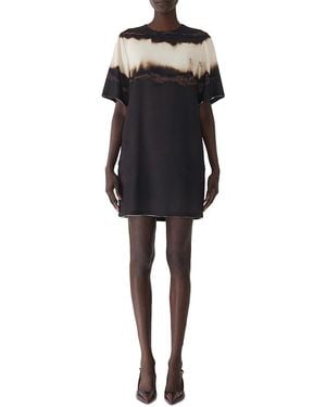 Jason Wu Burned Stripe Short Sleeve T Shirt Dress - Black