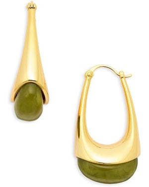 Aqua Elysee Stone Hoop Earrings - Metallic