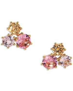 Nadri Natural Beauty Trio Stud Earrings - Pink