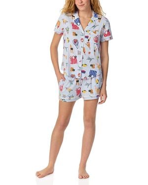 Kate Spade Brushed Jersey Boxer Pajama Set - Blue