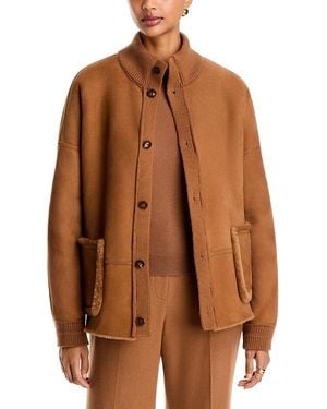Lafayette 148 New York Reversible Shearling Bomber Jacket - Brown