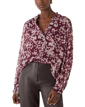 Whistles Inky Floral Long Sleeve Blouse - Purple