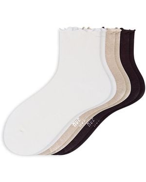 Hue Ruffle Edge Ankle Socks, Pack Of 3 - White