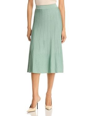 Misook Scalloped Rib Knit A Line Skirt - Green