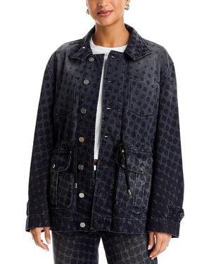 Christopher John Rogers Halftone Wiggle Dot Denim Chore Jacket - Blue