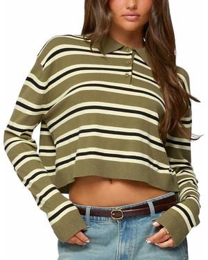 Edikted Shelby Striped Polo Sweater - Green