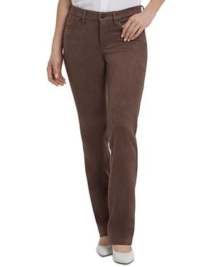 NYDJ Petites Marilyn Faux Suede High Rise Straight Jeans - Brown