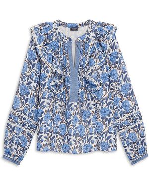 Vineyard Vines Maren Printed Ruffle Yoke Top - Blue