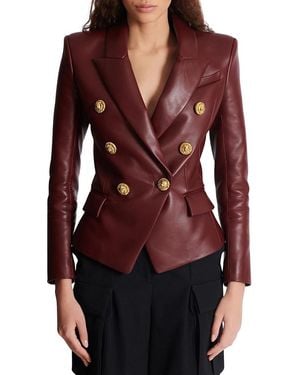 Balmain 6-Button Lambskin Jacket - Red