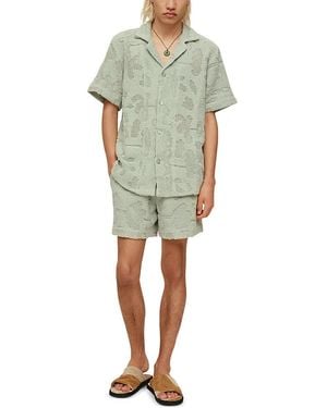 Oas Galbanum Cuba Cotton Blend Crochet Camp Shirt - Green