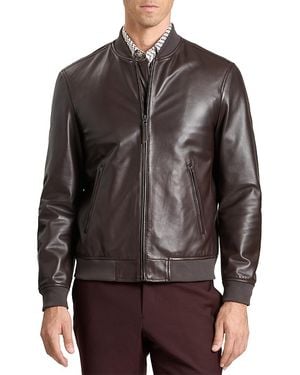 Ted Baker Waggoner Leather Bomber Jacket - Brown
