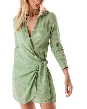 ViX Lia Cotton Short Wrap Dress Swim Cover-Up - Green