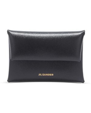 Jil Sander Leather Envelope Snap Wallet - Gray