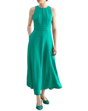 Hobbs Petite Matilda Trimmed Linen Dress - Green