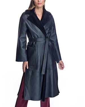 Maximilian Shearling Lamb Wrap Coat - Blue