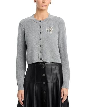 Cinq À Sept Allura Rhinestone Pin Cardigan - Gray