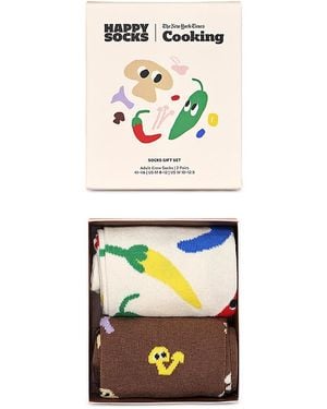 Happy Socks X Nyt Cooking Hothead & Funguy Socks Gift Set - White