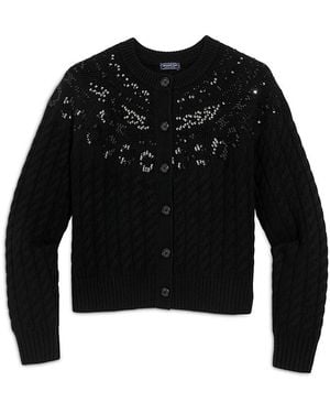 Vineyard Vines Sequin Cable Crewneck Cardigan - Black