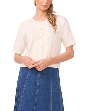 1.STATE Short Sleeve Crewneck Cardigan - Blue