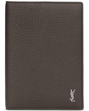 Saint Laurent Tiny Cassandre Passport Case - Brown