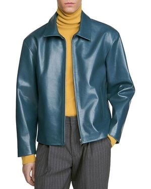 Sandro Leather Jacket - Blue