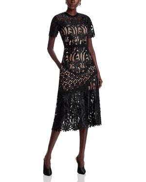 Self-Portrait Prairie Guipure Lace Midi Dress - Black