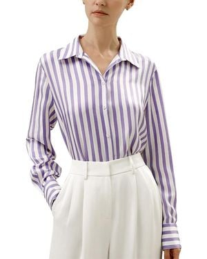 LILYSILK Amalfi Stripe Silk Shirt - Purple