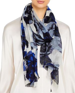 Fraas Bloomingdale's Floral Print Wool Scarf - Blue