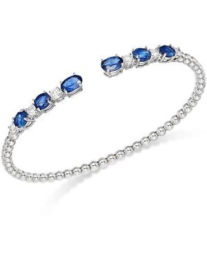 Bloomingdale's Fine Collection Sapphire & Diamond Beaded Cuff Bangle Bracelet - Blue