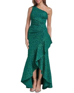 Eliza J One Shoulder Floral Jacquard Gown - Green