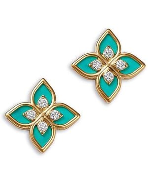 Roberto Coin 18K Diamond Ceramic Venetian Princess Stud Earrings - Blue
