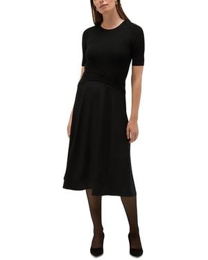 Hobbs Nadia Belted Mixed Media Dress - Black