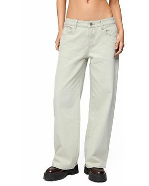Edikted Petite Raelynn Light Rinse Wash Low Rise Baggy Jeans - Natural