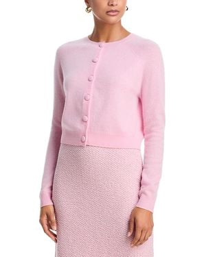 Aqua 100% Cashmere Crewneck Cardigan - Pink