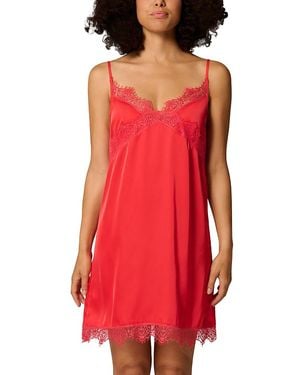 Simone Perele Satin Secrets Lace Trim Chemise - Red