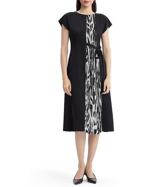 Misook Fit & Flare Abstract Animal Print Midi Dress - Black