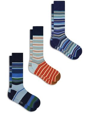 Paul Smith Mixed Striped Socks, Set Of Three - Blue