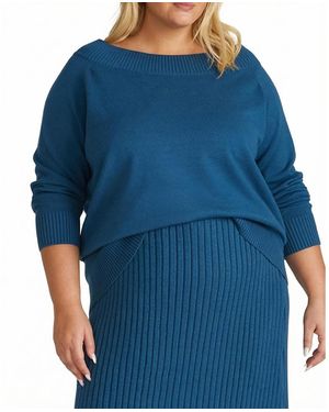 UNIVERSAL STANDARD Plus Noomi Cold Shoulder Sweater - Blue