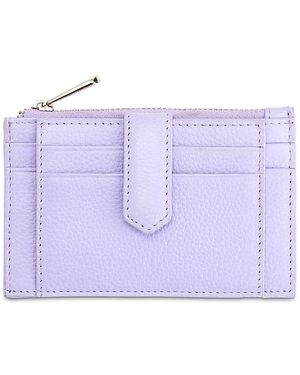 ROYCE New York Zippered Compact Card Case Wallet - Purple
