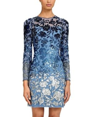 Jenny Packham Jazz Sequin-Embellished Floral-Pattern Mini Dress - Blue