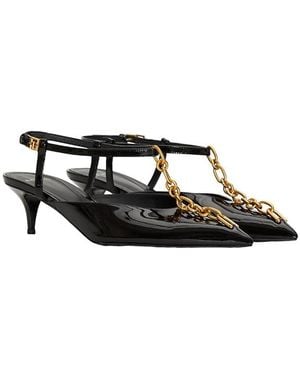 Balmain Sync Chain Kitten Slingbacks - Black