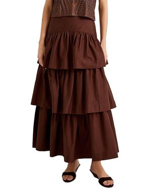 Marie Oliver Baylor Cotton Tiered A Line Skirt - Brown