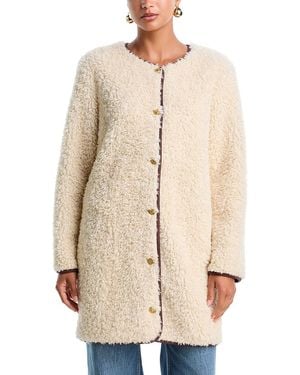 Alice + Olivia Alma Long Faux Suede Teddy Coat - Natural