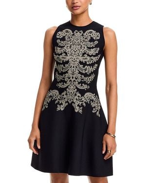 McQueen Lace Rib Cage Jacquard Mini Dress - Black