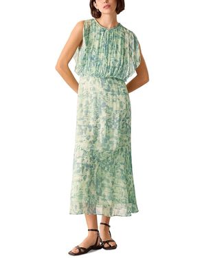 Whistles Petites Dashed Brush Marks Midi Dress - Green